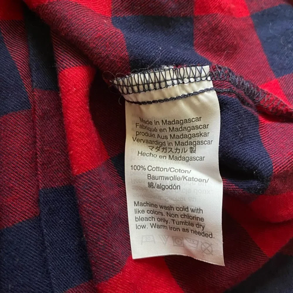 J. Crew Mercantile‎ Plaid Top Womens Size 24 Red Blue Wide Sleeves